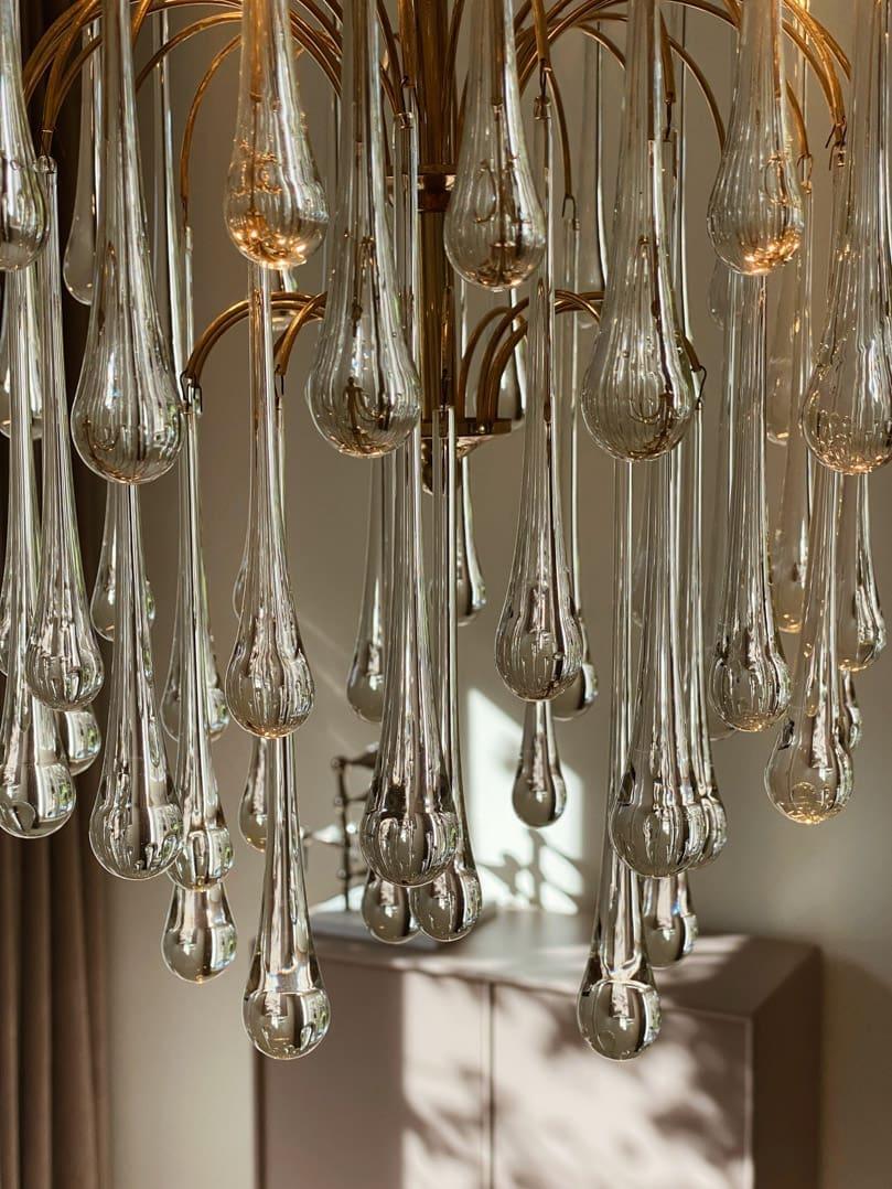Vintage – Murano chandelier – Teardrop – 68 drops – Clear - Cyran Lamps