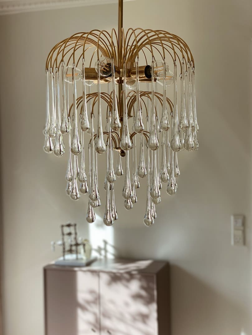 Vintage – Murano chandelier – Teardrop – 68 drops – Clear - Cyran Lamps