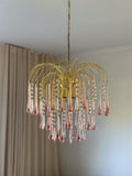 Vintage – Murano Teardrops Chandelier – 70s – Pink prisms - Cyran Lamps