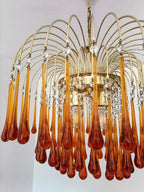 Vintage – Murano Teardrops Chandelier – 70s – Pink prisms - Cyran Lamps
