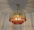 Vintage – Murano Teardrops Chandelier – 70s – Pink prisms - Cyran Lamps