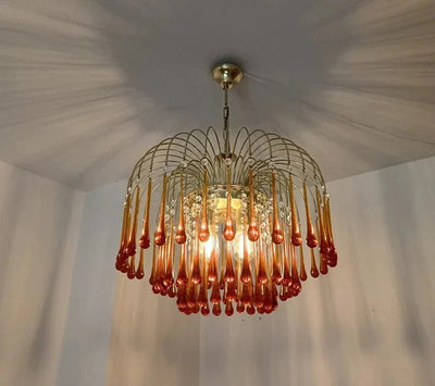 Vintage – Murano Teardrops Chandelier – 70s – Pink prisms - Cyran Lamps