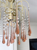 Vintage – Murano Teardrops Chandelier – 70s – Pink prisms - Cyran Lamps