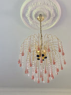 Vintage – Murano Teardrops Chandelier – 70s – Pink prisms - Cyran Lamps
