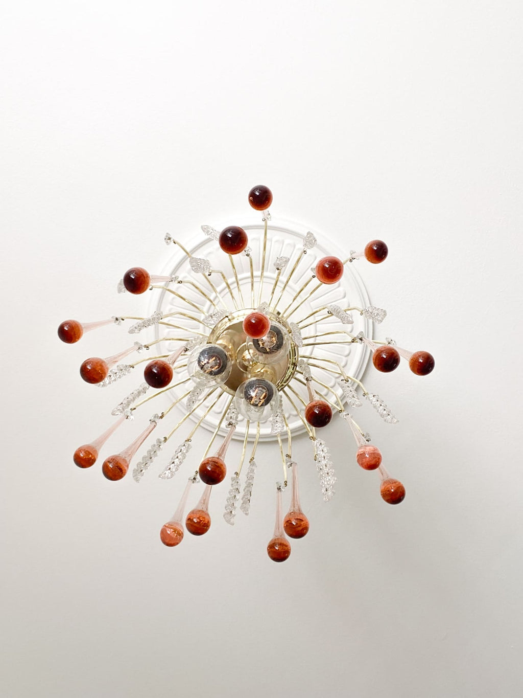 Vintage – Murano Teardrops Chandelier – 70s – Pink prisms - Cyran Lamps