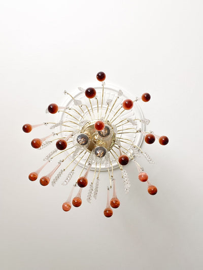 Vintage – Murano Teardrops Chandelier – 70s – Pink prisms - Cyran Lamps
