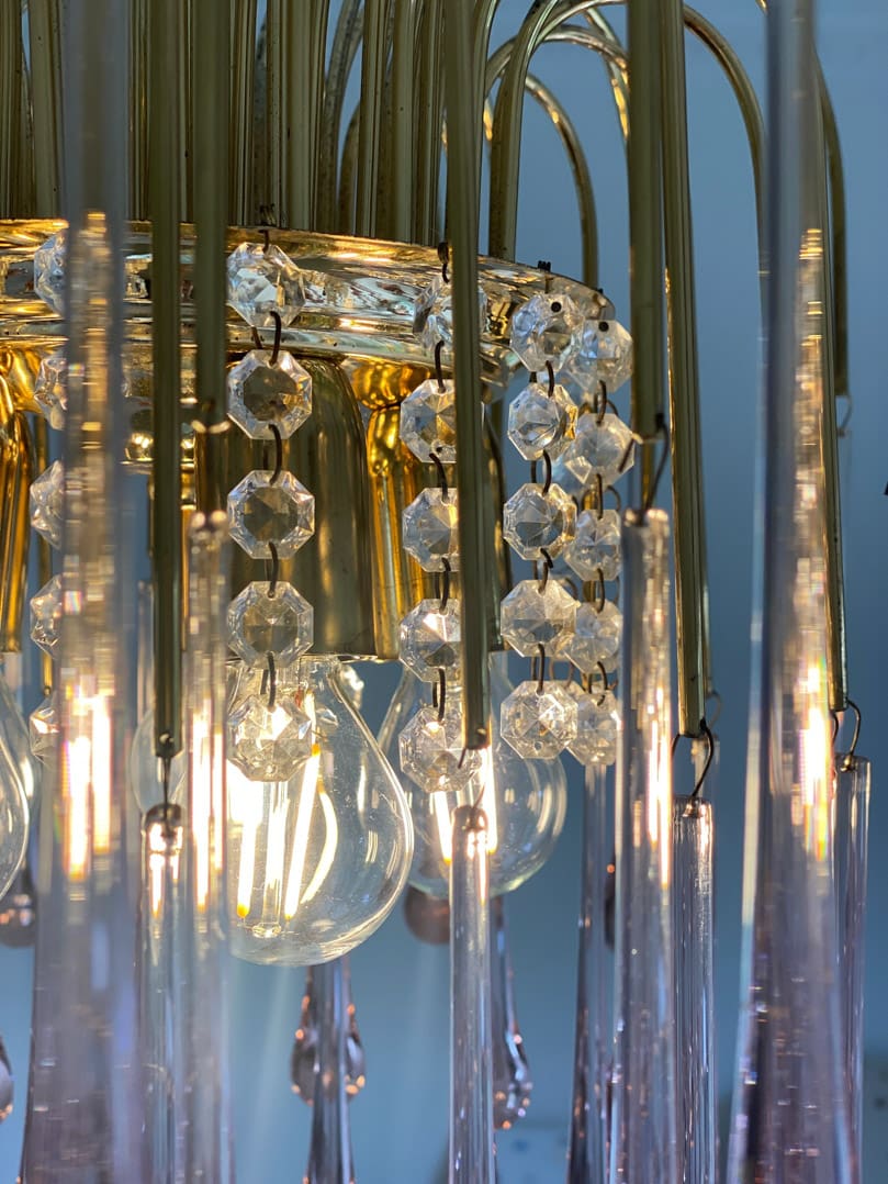 Vintage – Murano Teardrops Chandelier – 70s – Pink prisms - Cyran Lamps