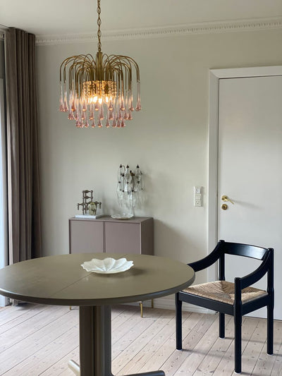 Vintage – Murano Teardrops Chandelier – 70s – Pink prisms - Cyran Lamps