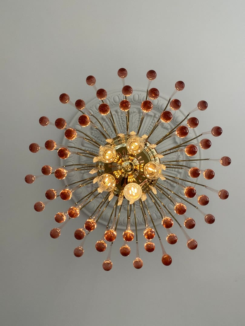 Vintage – Murano Teardrops Chandelier – 70s – Pink prisms - Cyran Lamps
