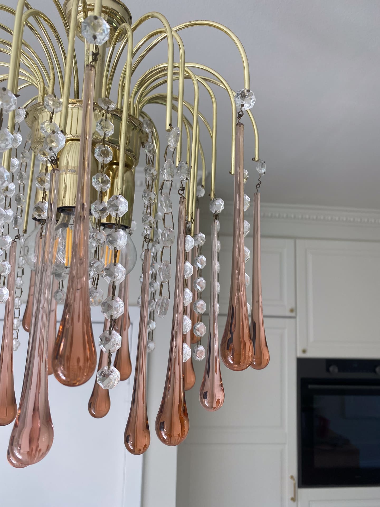 Vintage – Murano Teardrops Chandelier – 70s – Pink prisms - Cyran Lamps