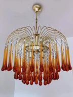 Vintage – Murano Teardrops Chandelier – 70s – Pink prisms - Cyran Lamps