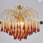 Vintage – Murano Teardrops Chandelier – 70s – Pink prisms - Cyran Lamps