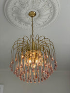 Vintage – Murano Teardrops Chandelier – 70s – Pink prisms - Cyran Lamps