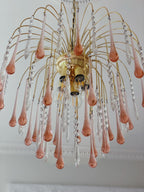 Vintage – Murano Teardrops Chandelier – 70s – Pink prisms - Cyran Lamps