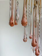Vintage – Murano Teardrops Chandelier – 70s – Pink prisms - Cyran Lamps