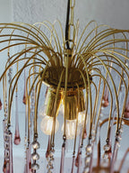 Vintage – Murano Teardrops Chandelier – 70s – Pink prisms - Cyran Lamps