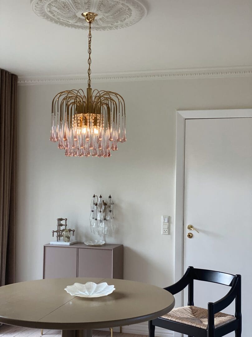 Vintage – Murano Teardrops Chandelier – 70s – Pink prisms - Cyran Lamps