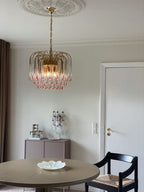 Vintage – Murano Teardrops Chandelier – 70s – Pink prisms - Cyran Lamps