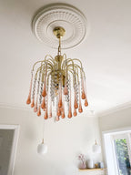 Vintage – Murano Teardrops Chandelier – 70s – Pink prisms - Cyran Lamps