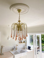 Vintage – Murano Teardrops Chandelier – 70s – Pink prisms - Cyran Lamps