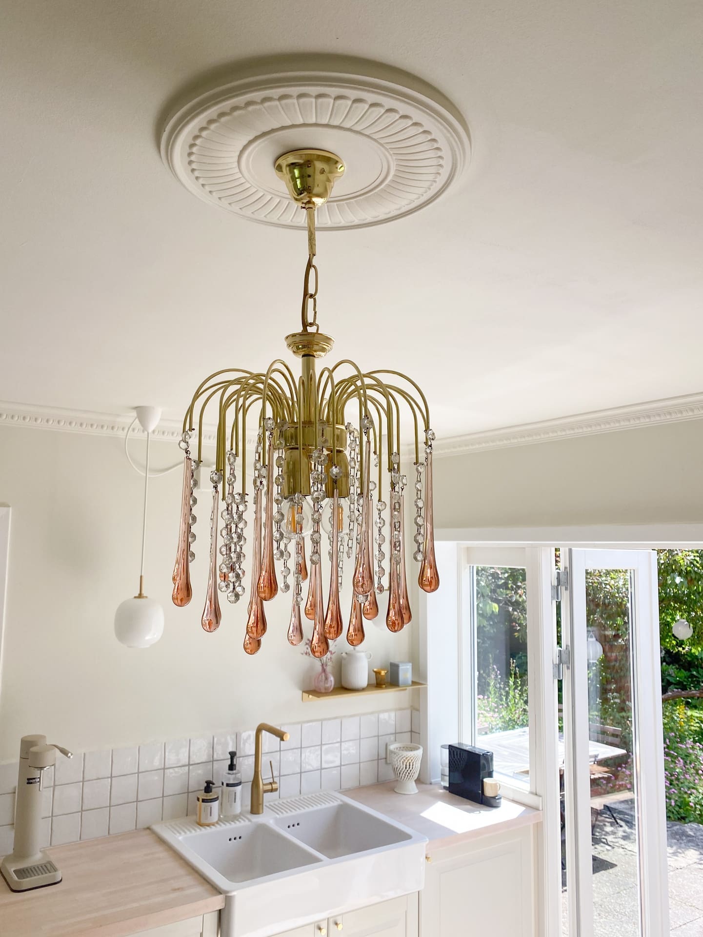 Vintage – Murano Teardrops Chandelier – 70s – Pink prisms - Cyran Lamps