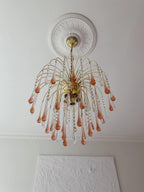 Vintage – Murano Teardrops Chandelier – 70s – Pink prisms - Cyran Lamps