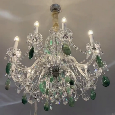 Green Purple Luxury Rock Crystal Chandelier for Bedroom or Living Room