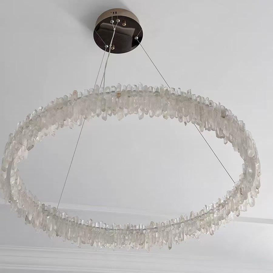 Modern Round Natural Stone Crystal Chandelier